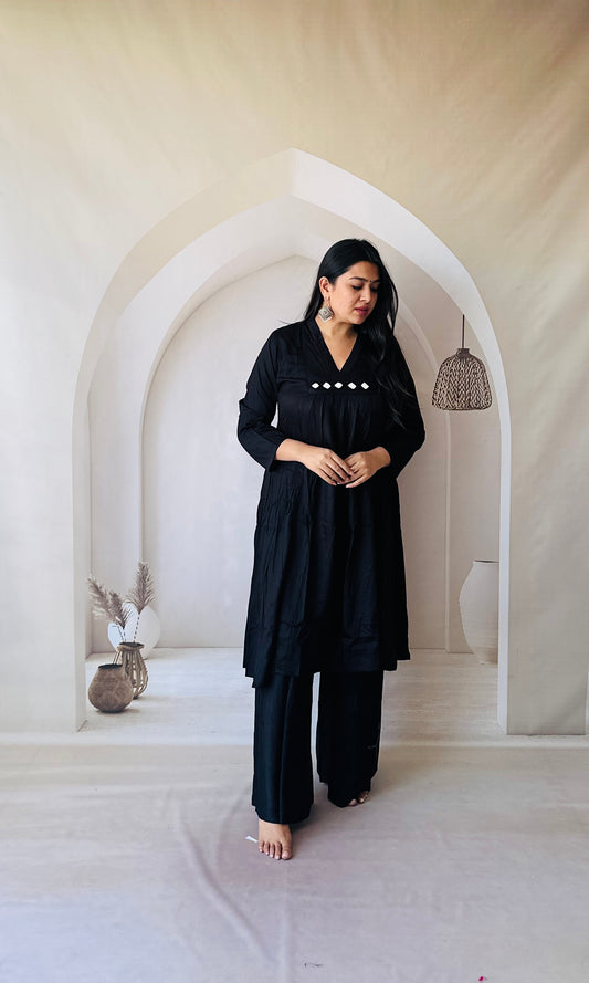 Black Silken Serenity Kurta Set