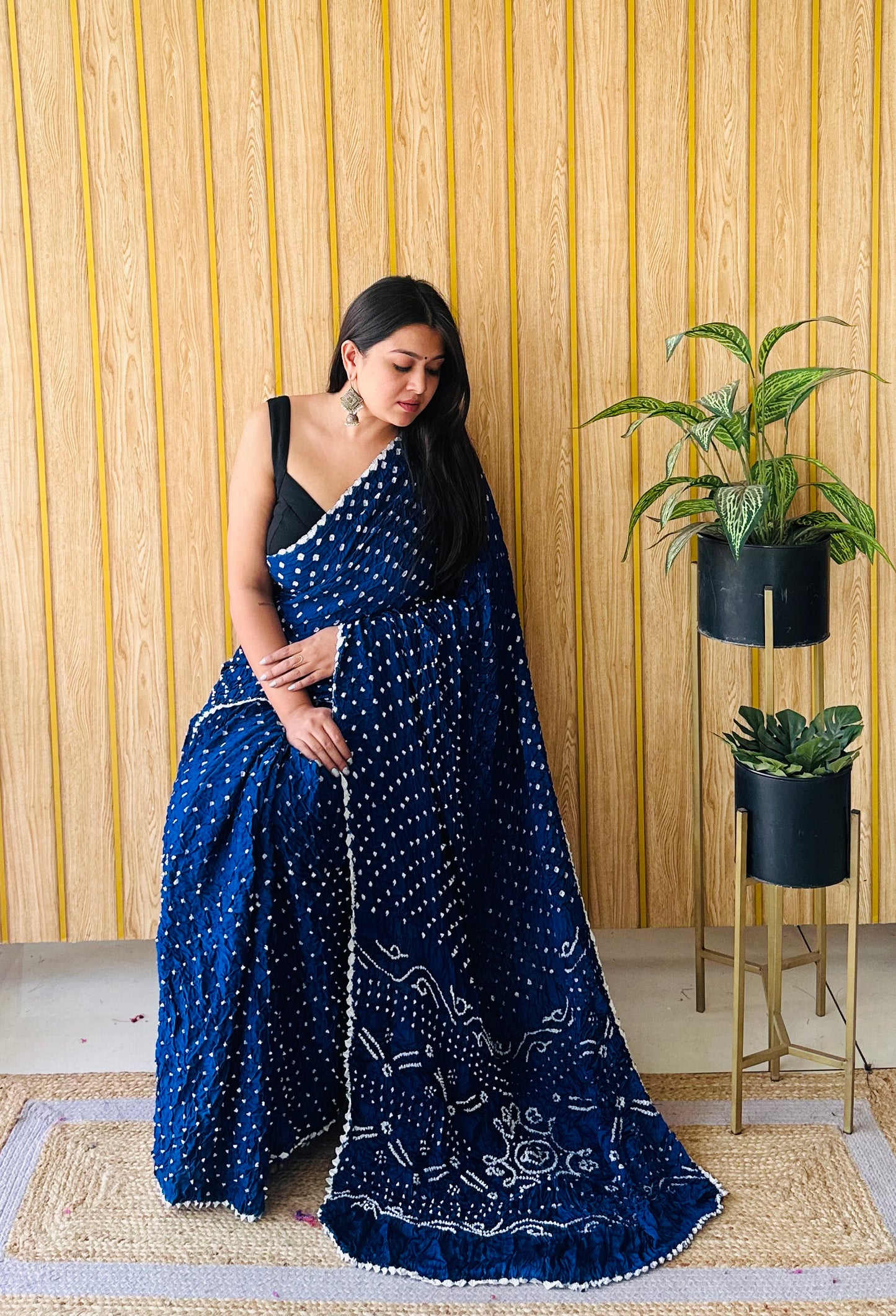 Serene Drape Royal blue bandhani saree