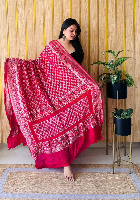 Banarasi pink upada dupatta