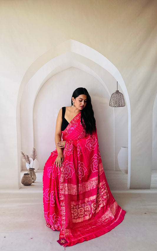 Signature Charm Hot pink Saree