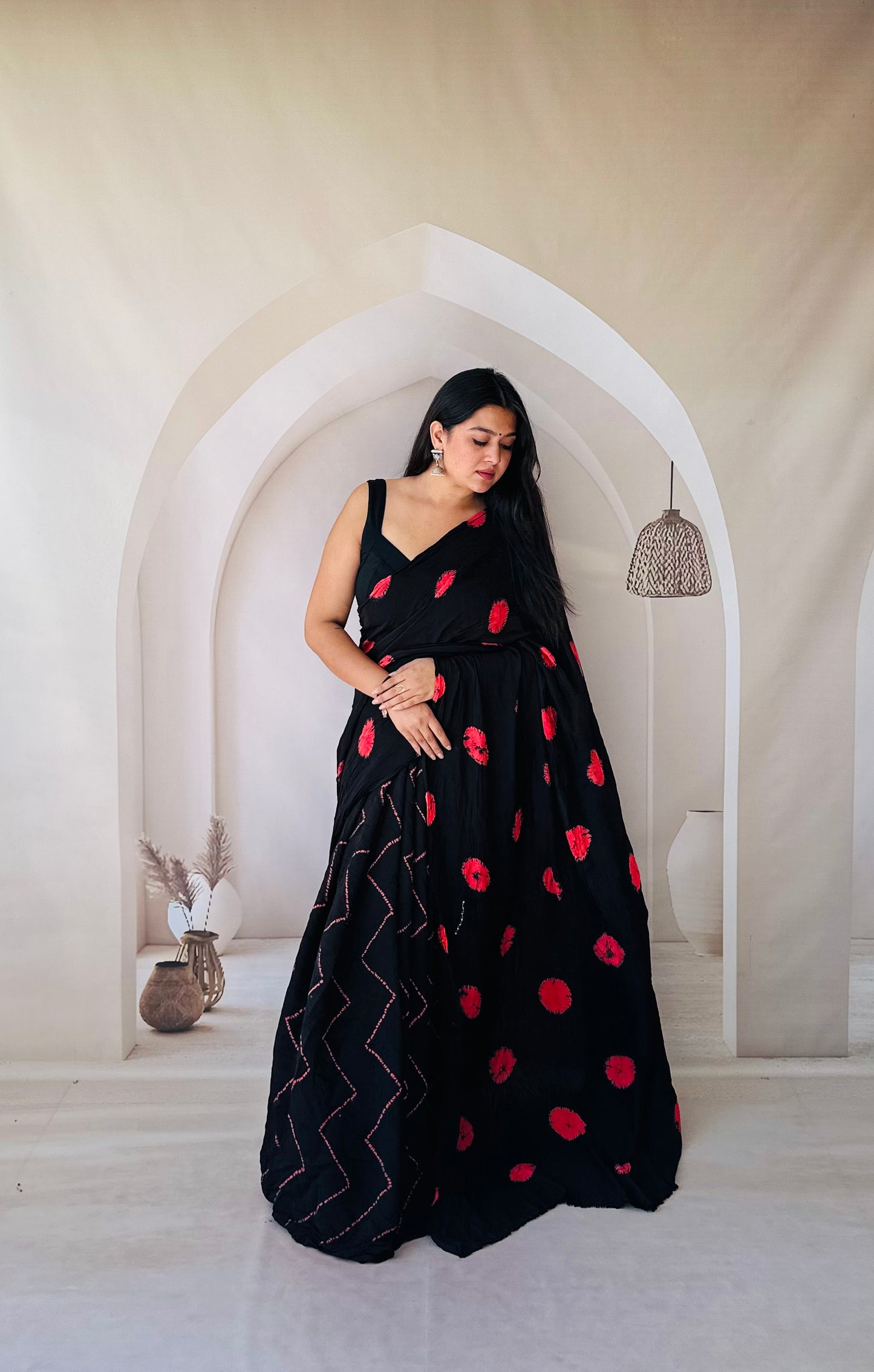 Serene Drape Black bandhani saree