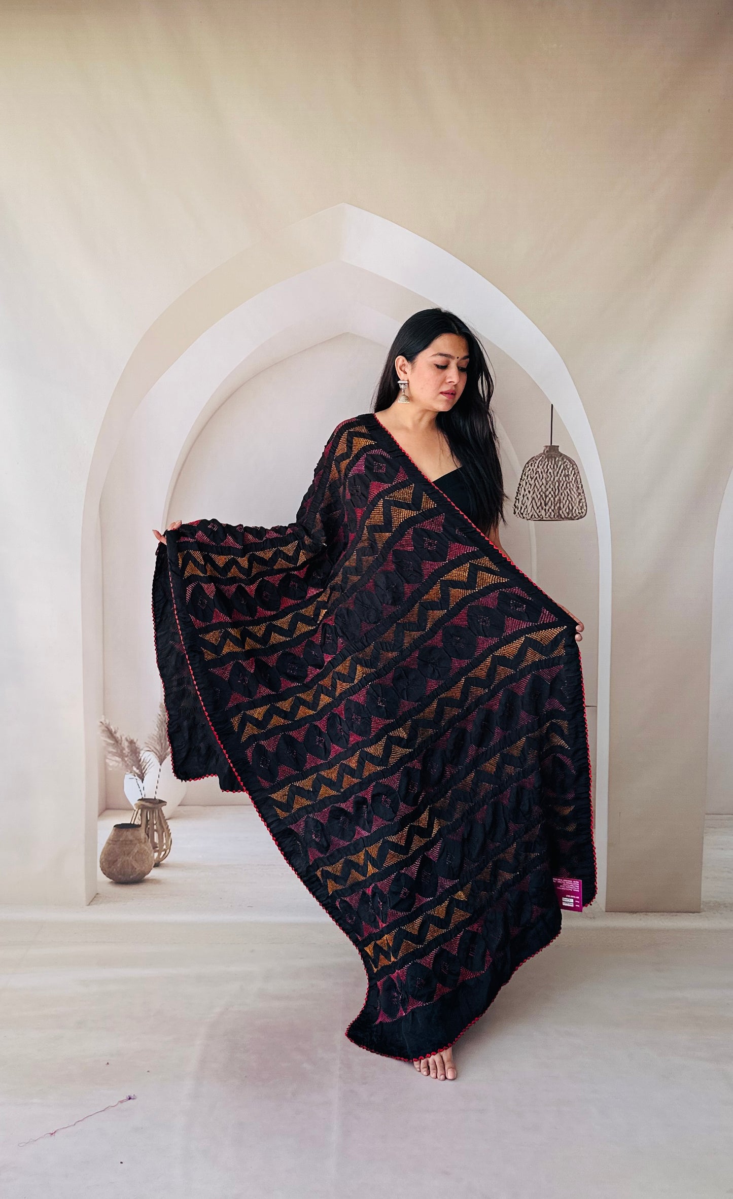 Premium black multi bandhej rai bandhej Dupatta