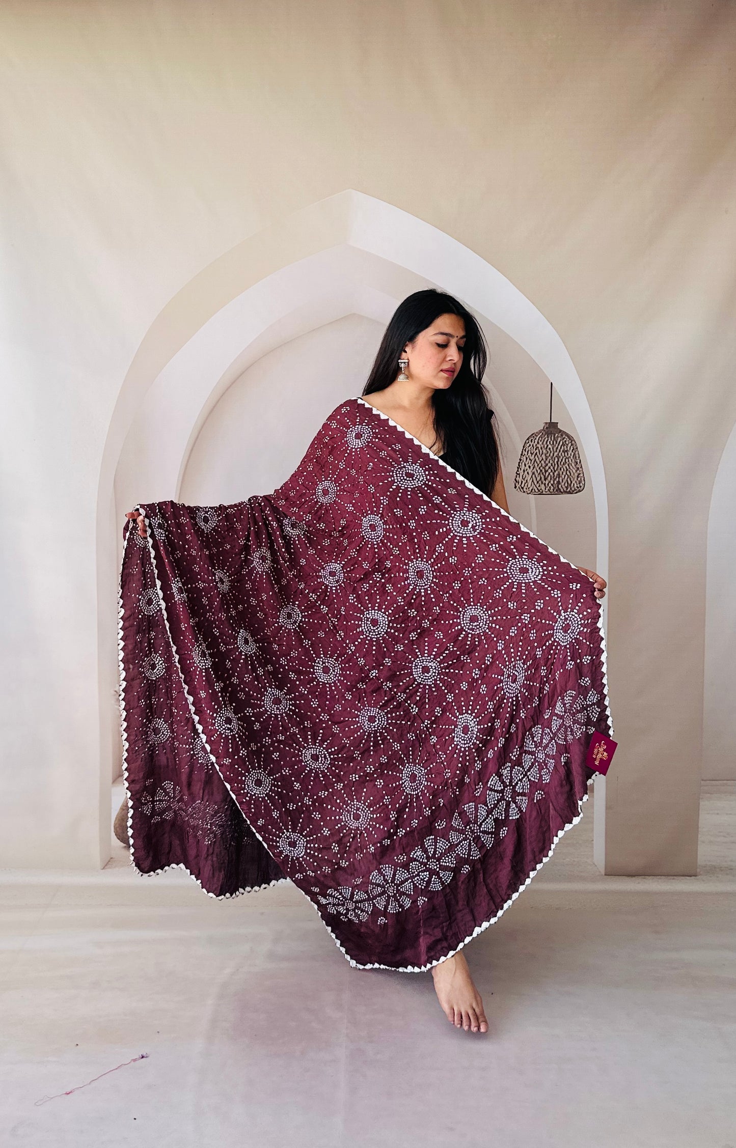 Chocolate Brown rai bandhej Dupatta