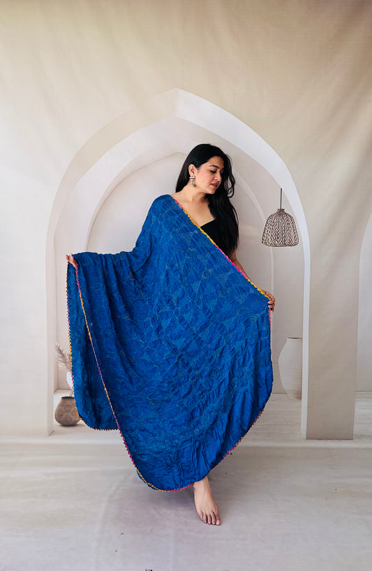 Blue Multi Rai Bandhej Dupatta