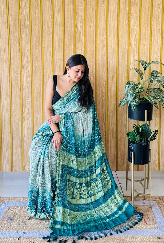 Tie-dye treasure bandhani saree