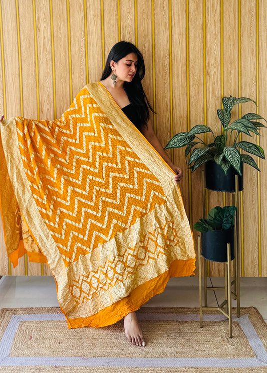 Banarasi weave wonder mustard yellow dupatta