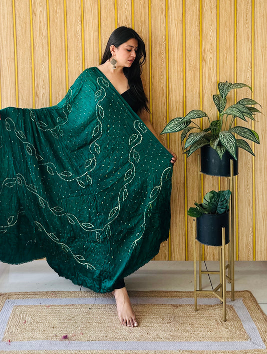 Aambadal oattern green modal silk dupatta