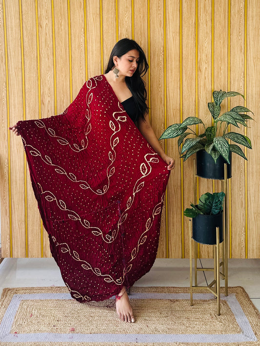 Aambadaal pattern maron modal silk dupatta
