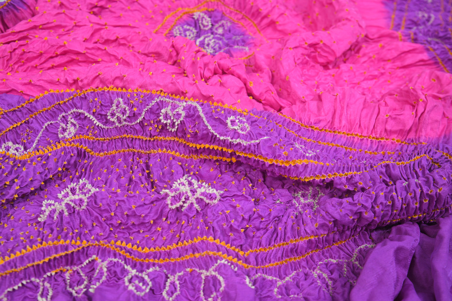 Purple and Pink rai bandhej dupatta
