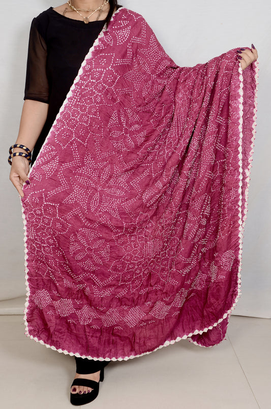 dark magenta rai bandhej dupatta