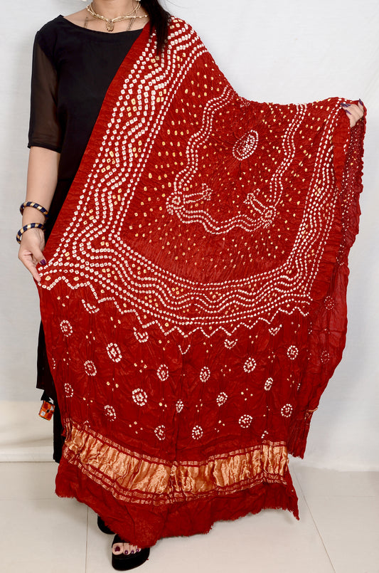 Chaandrakha pattern red modal silk dupatta