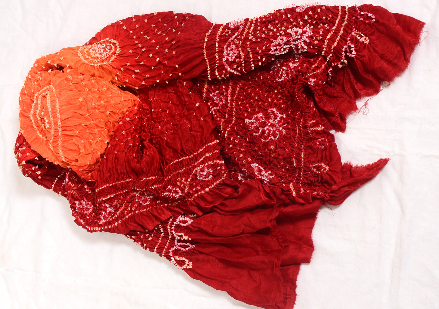 Red and Orange rai bandhej dupatta