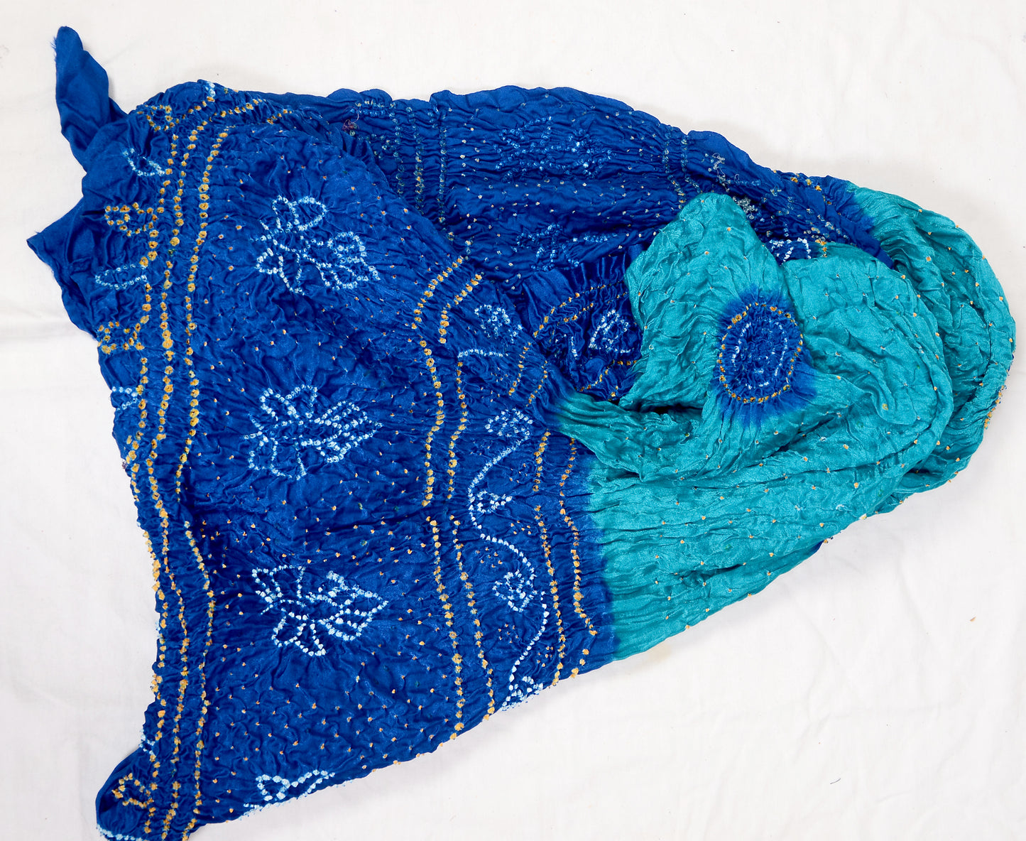 Blue and Sky Blue Rai Bandhej Dupatta