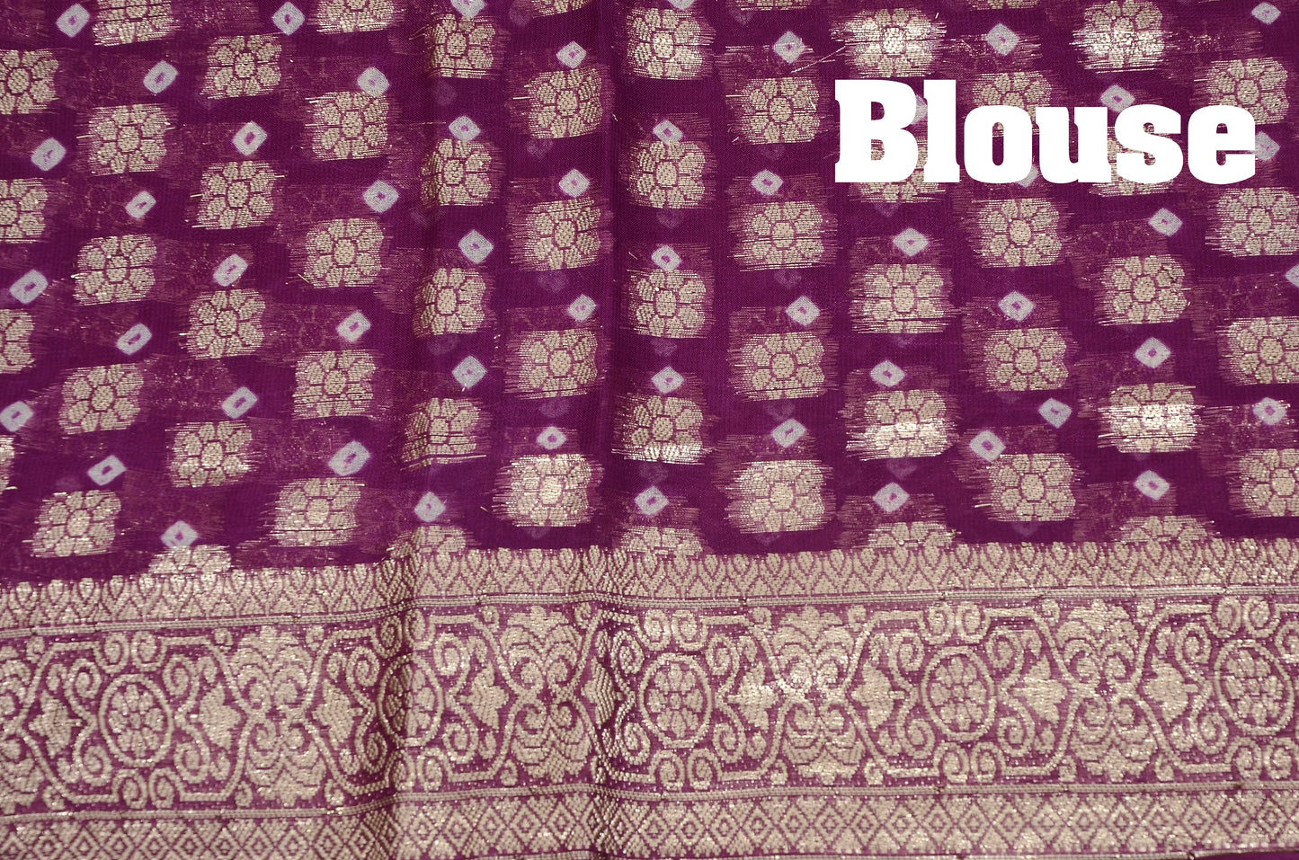Light Purple And Orange  Vegan Georgette Bandhani Saree