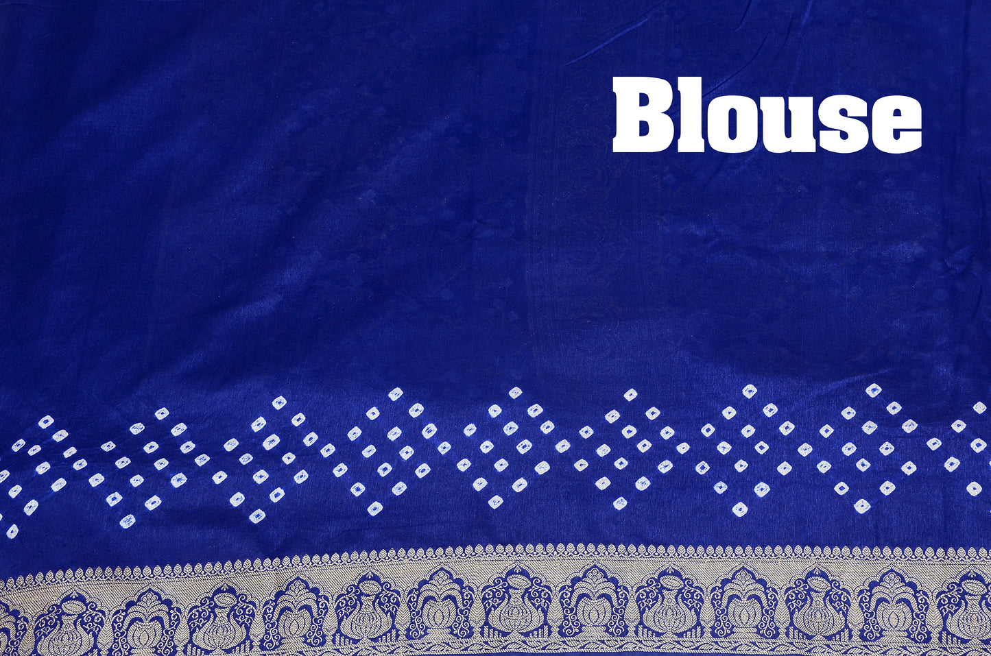 Blue and Grey Dupion Silk Bandhani Saree
