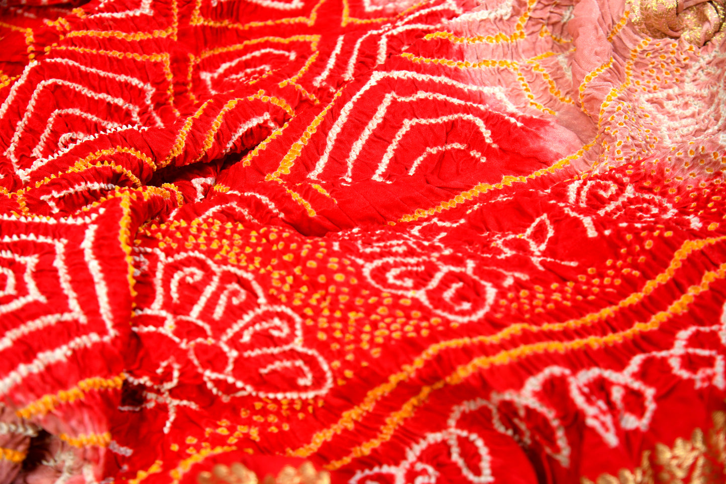 Red and Beige Rai Bandhej Dupatta