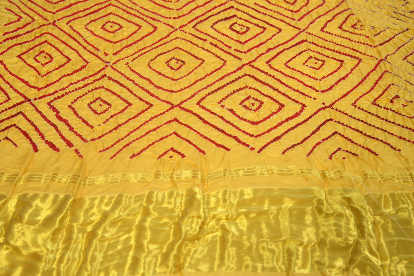 Lemon yellow rai bandhej bandhani dupatta