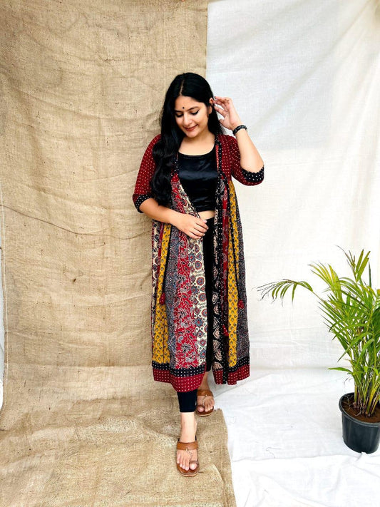 AJRAKH BLOCK PRINT Long Shrug