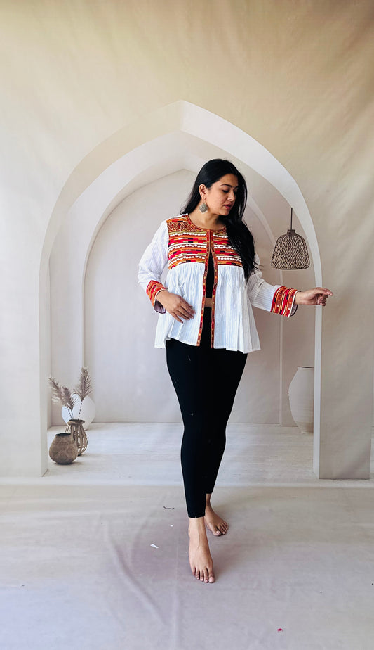 Embroidered Essence White Jacket