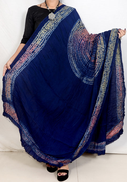 Multicolor Shibori Modal Silk Dupatta – Hand Dyed & Lightweight
