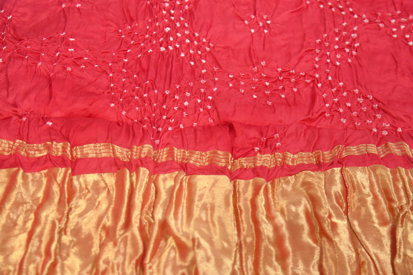 "Hand-tied Pink Bandhani Dupatta – Star Motif on Modal Silk Fabric"