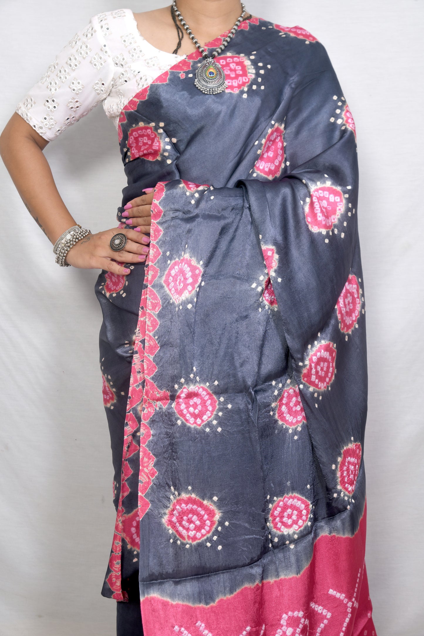 "Premium Modal Silk Gulti Bandhani Saree – Vibrant & Timeless"