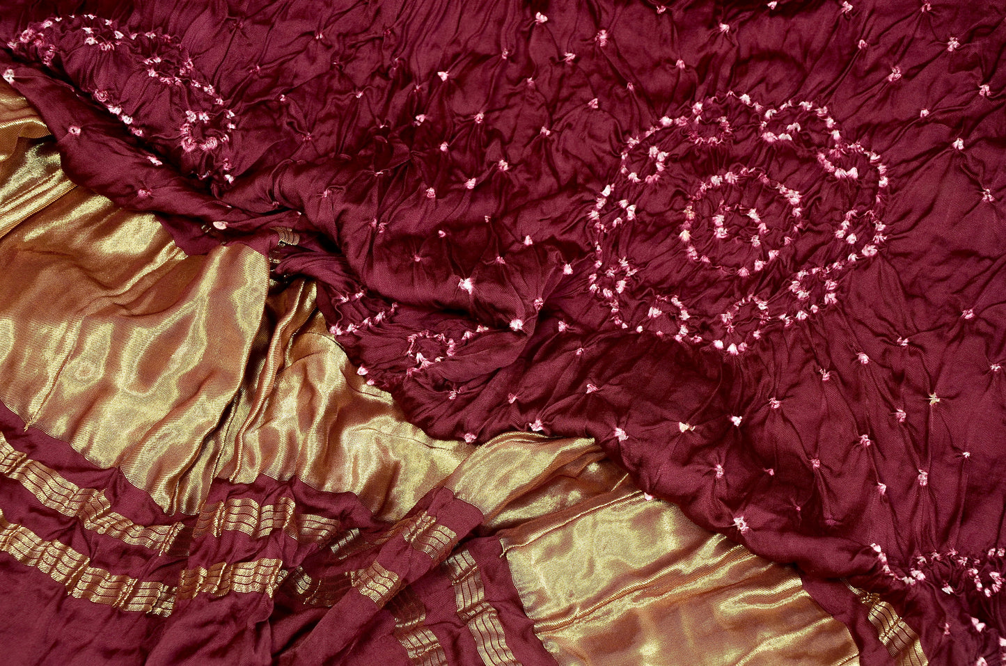 "Wine Whispers: Cloud Tie-Dye Modal Silk Bandhani Dupatta"