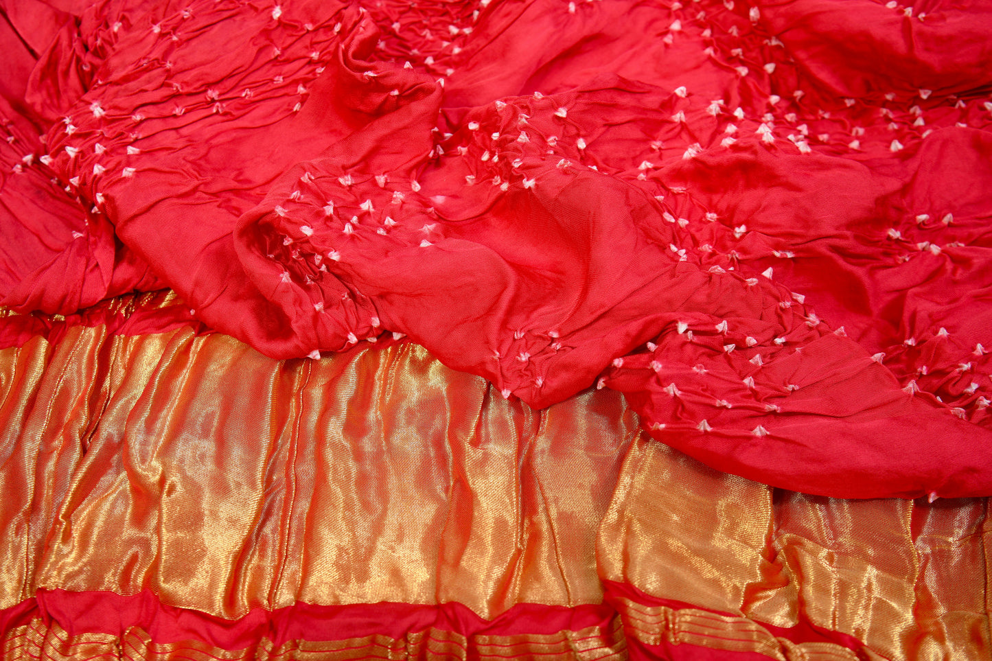 "Hand-tied Pink Bandhani Dupatta – Star Motif on Modal Silk Fabric"