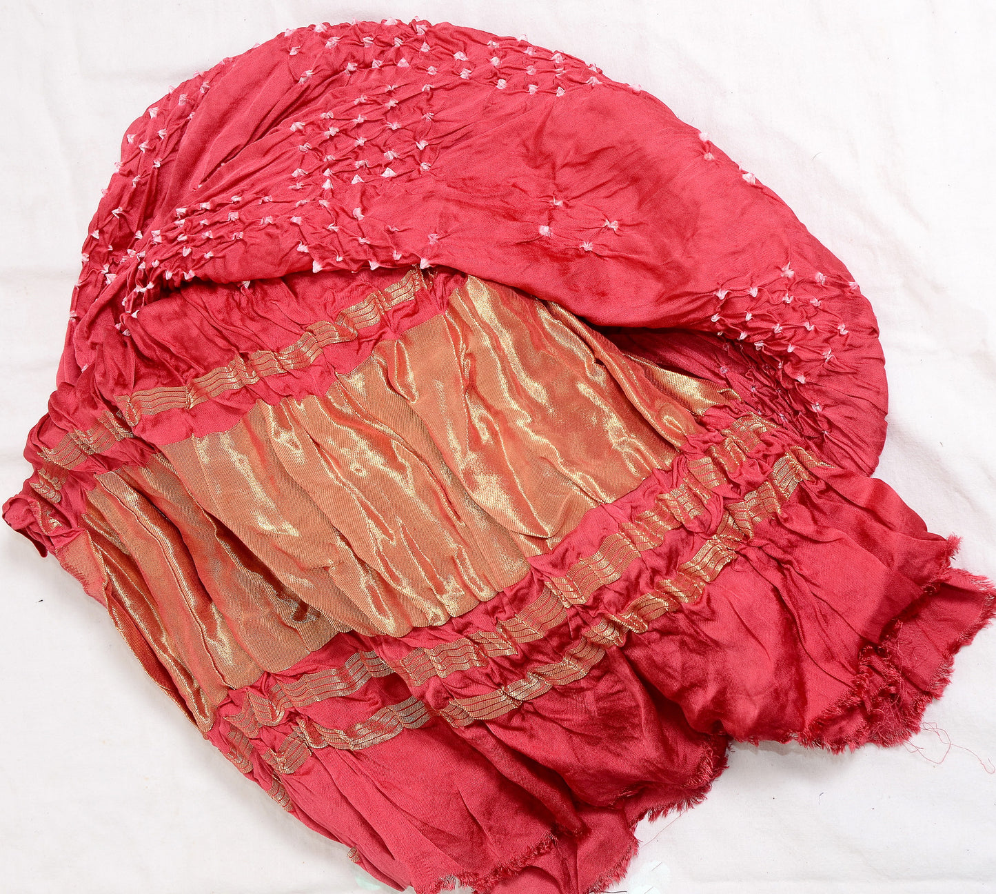 "Hand-tied Pink Bandhani Dupatta – Star Motif on Modal Silk Fabric"