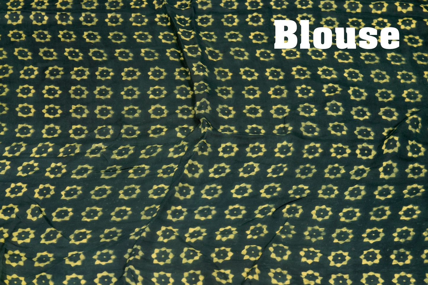 "Forest Grace – Green Ajrakh Hand Block Print Saree in Modal Silk"