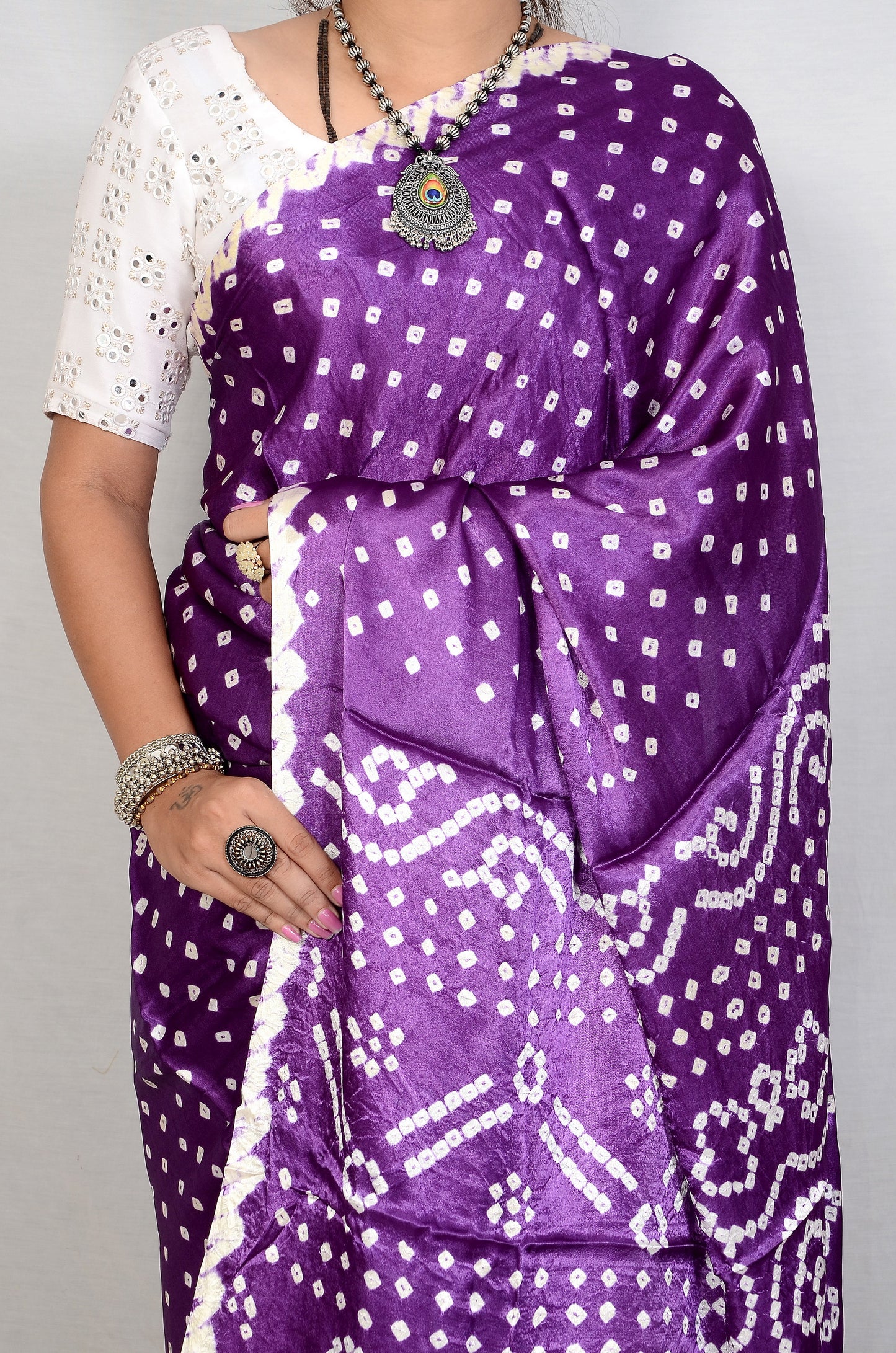 Purple dani saree with edges