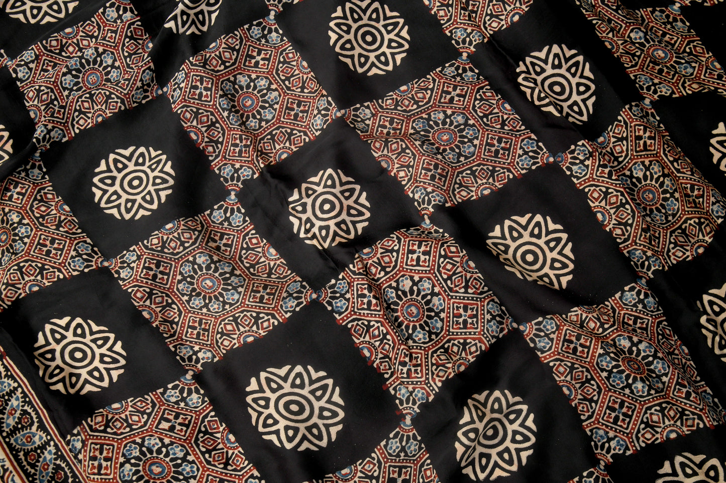 Elegant drift Ajarakh black dupatta