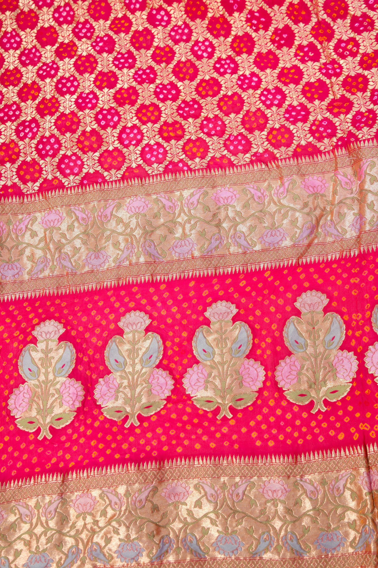 Banarasi bandhani luxe strawberry pink dupatta