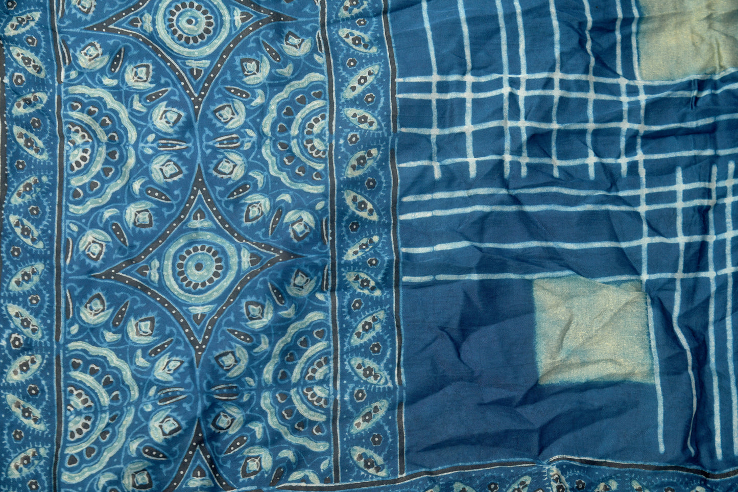 Blue Ajrakh block print stole