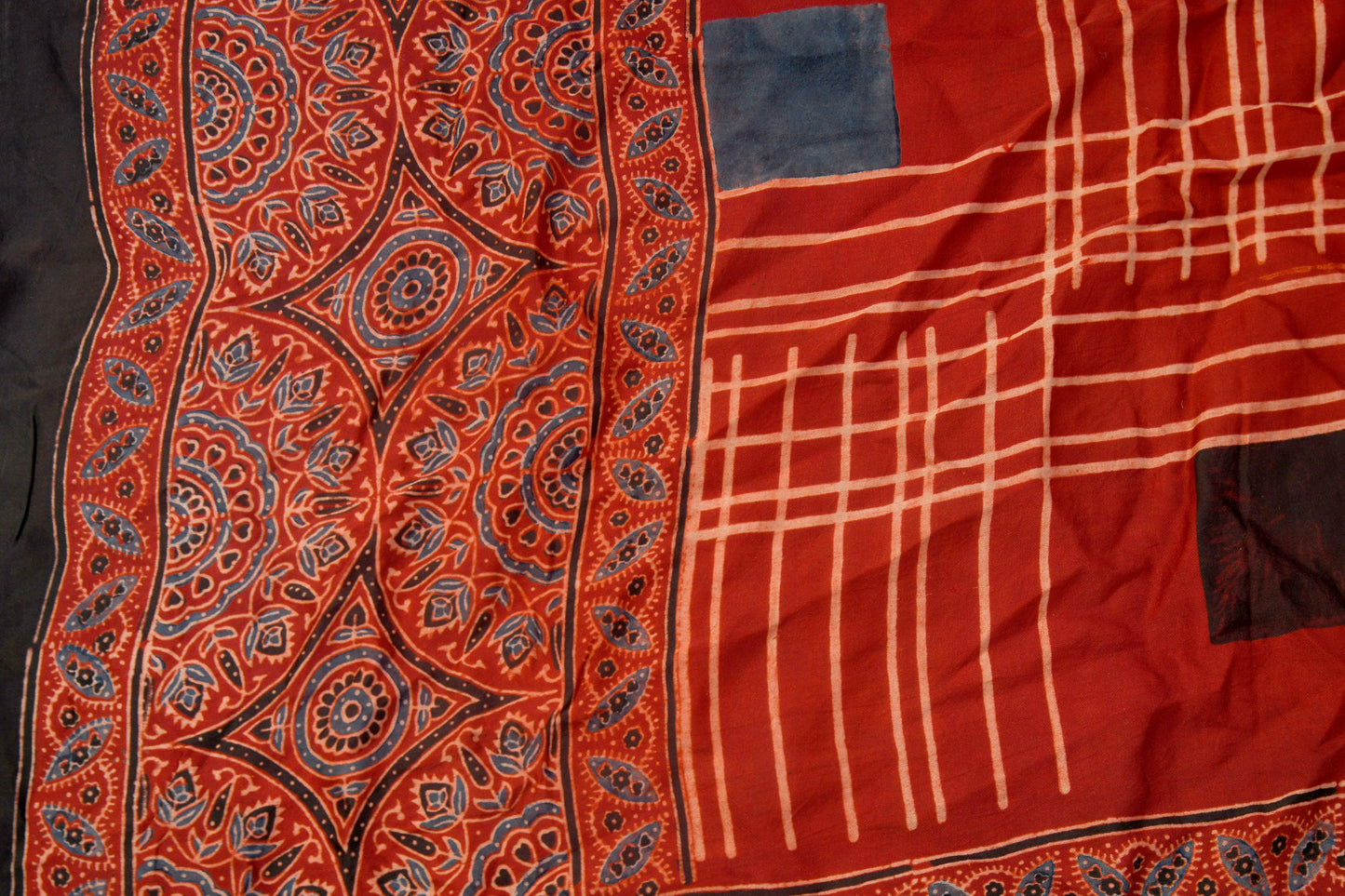 Red Ajrakh block print stole