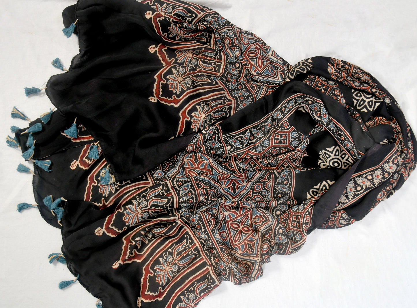 Desert hues Ajarakh black dupatta