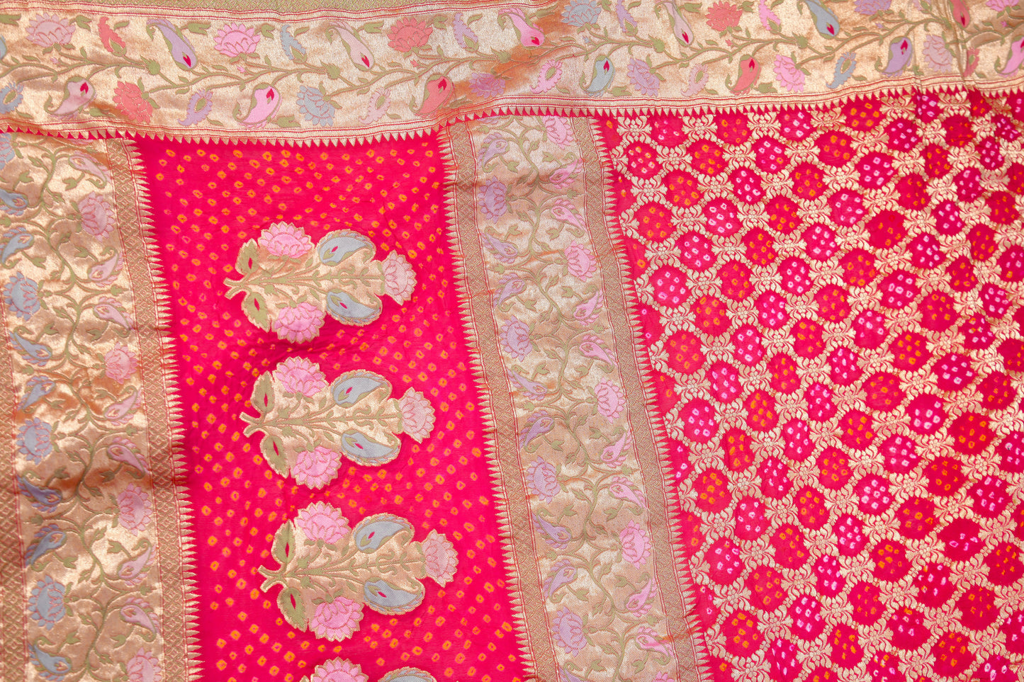 Banarasi bandhani luxe strawberry pink dupatta