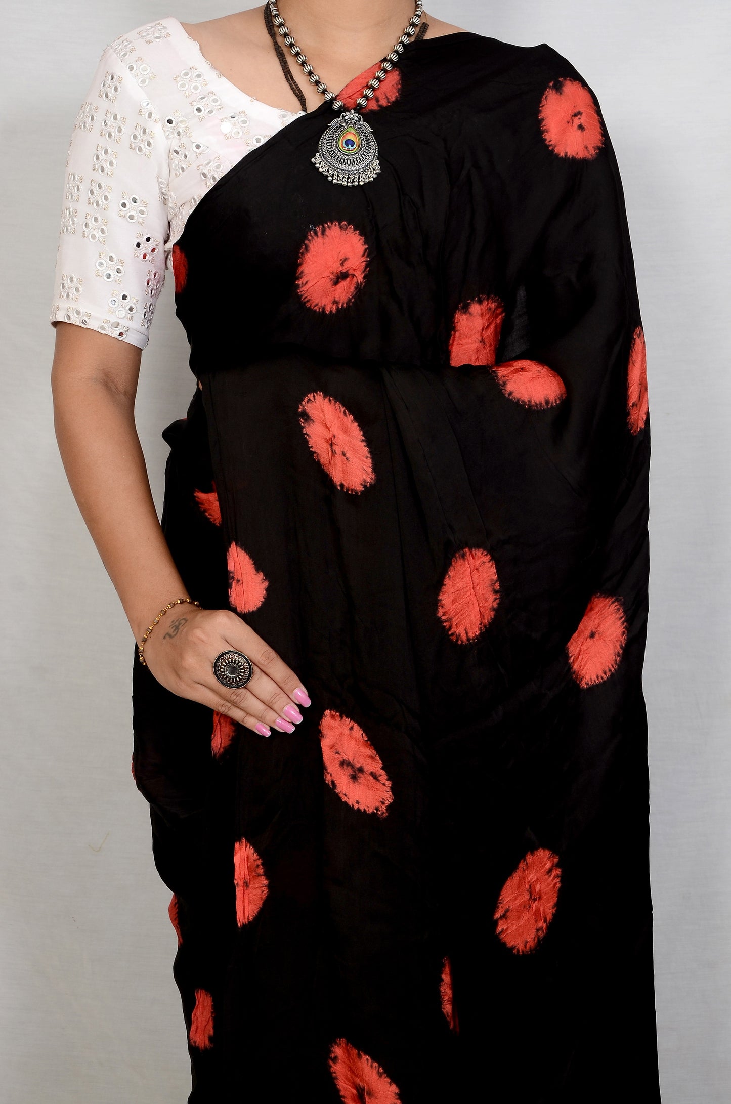 Serene Drape Black bandhani saree