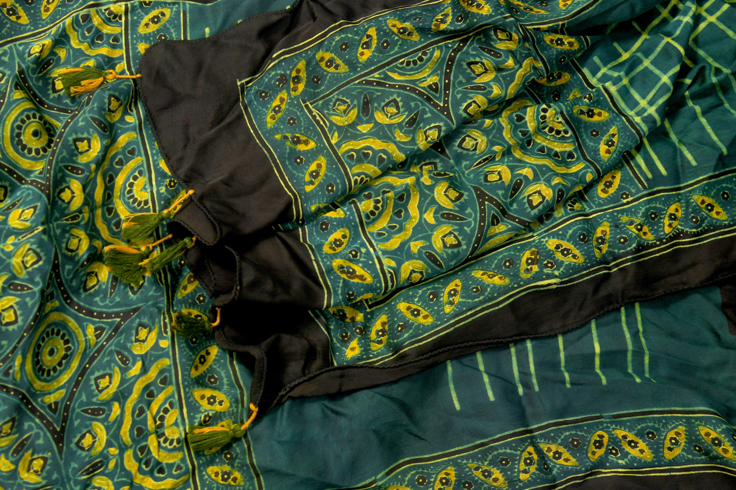 Green Ajrakh block print Stole