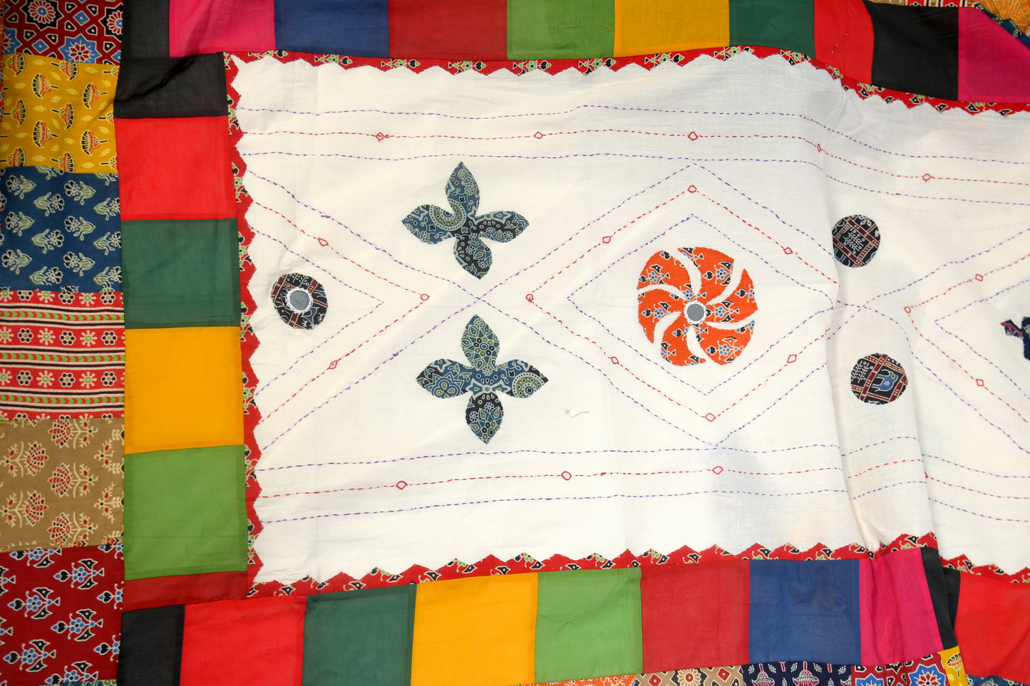 Earthy touch Ajarakh Multi patch cotton dupatta