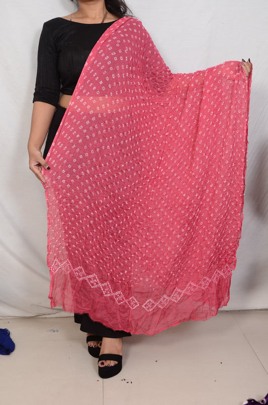 Pink Mal Cotton Bandhani Dupatta