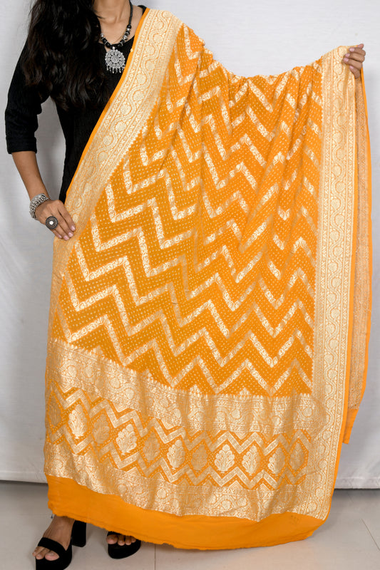 Banarasi weave wonder mustard yellow dupatta