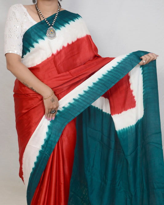 Radiant Tapestry Red and green modal saree