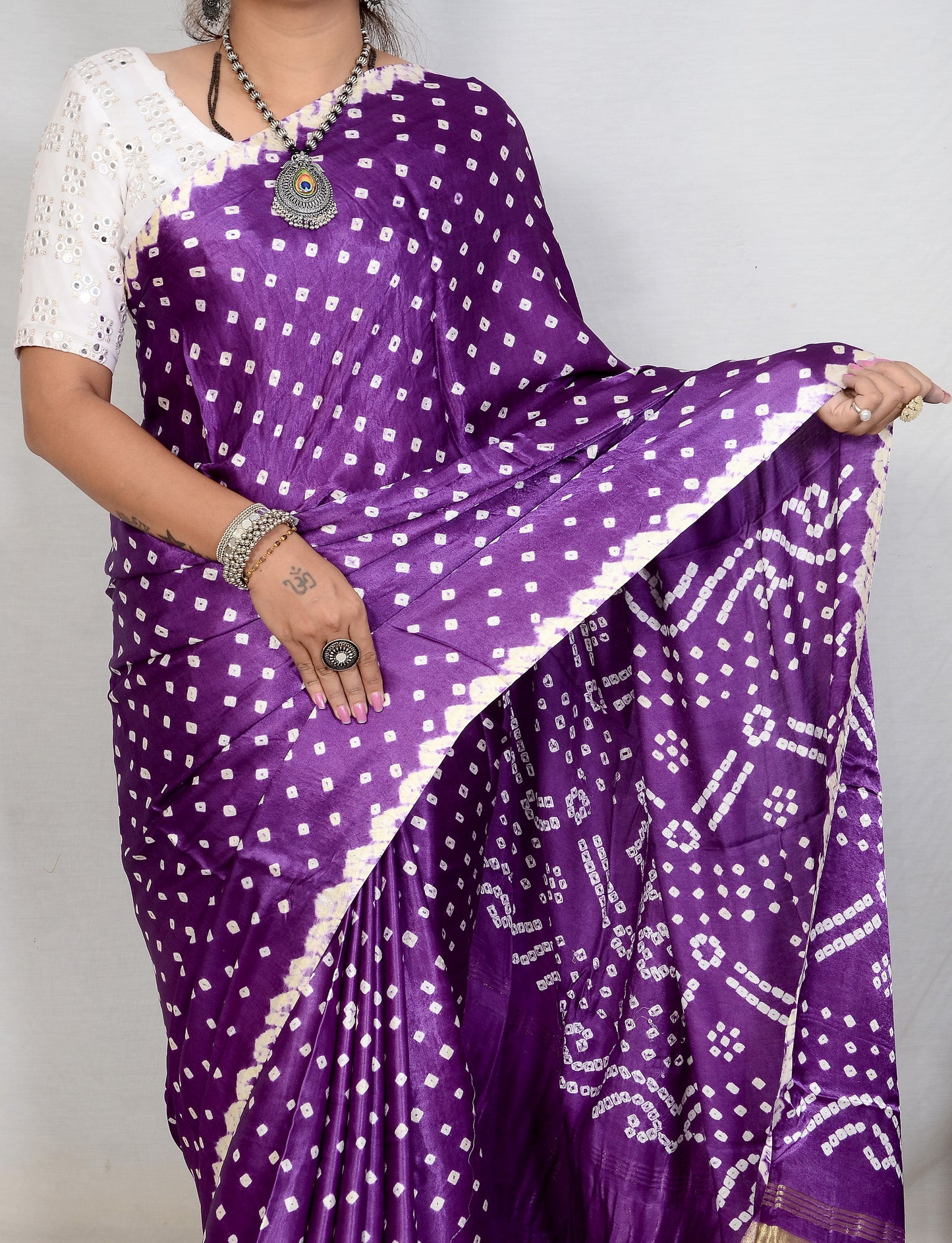 Purple dani saree with edges