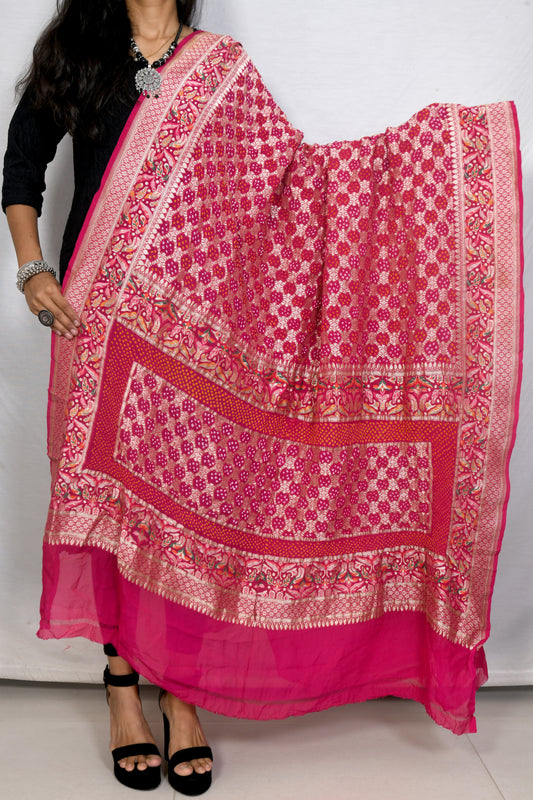 Banarasi pink upada dupatta