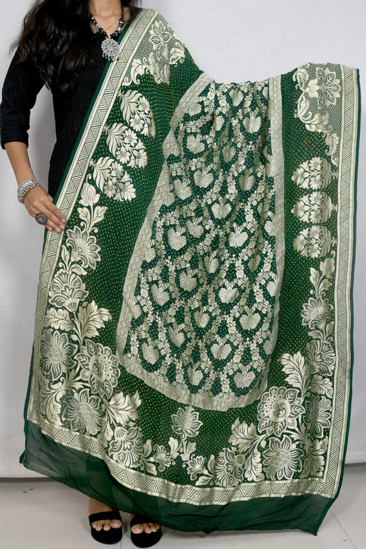Handloom harmony bottle green dupatta
