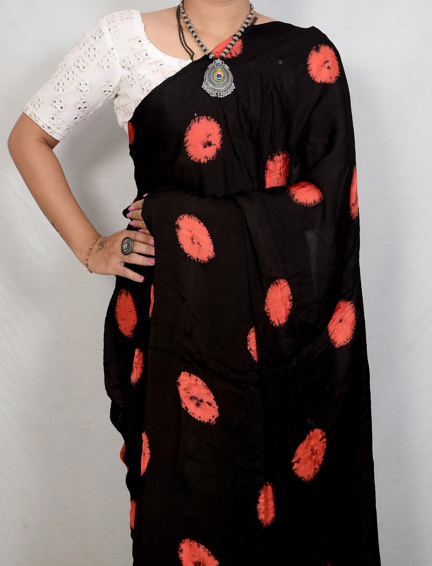 Serene Drape Black bandhani saree