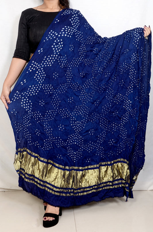 Star Pattern Blue Modal Silk Dupatta