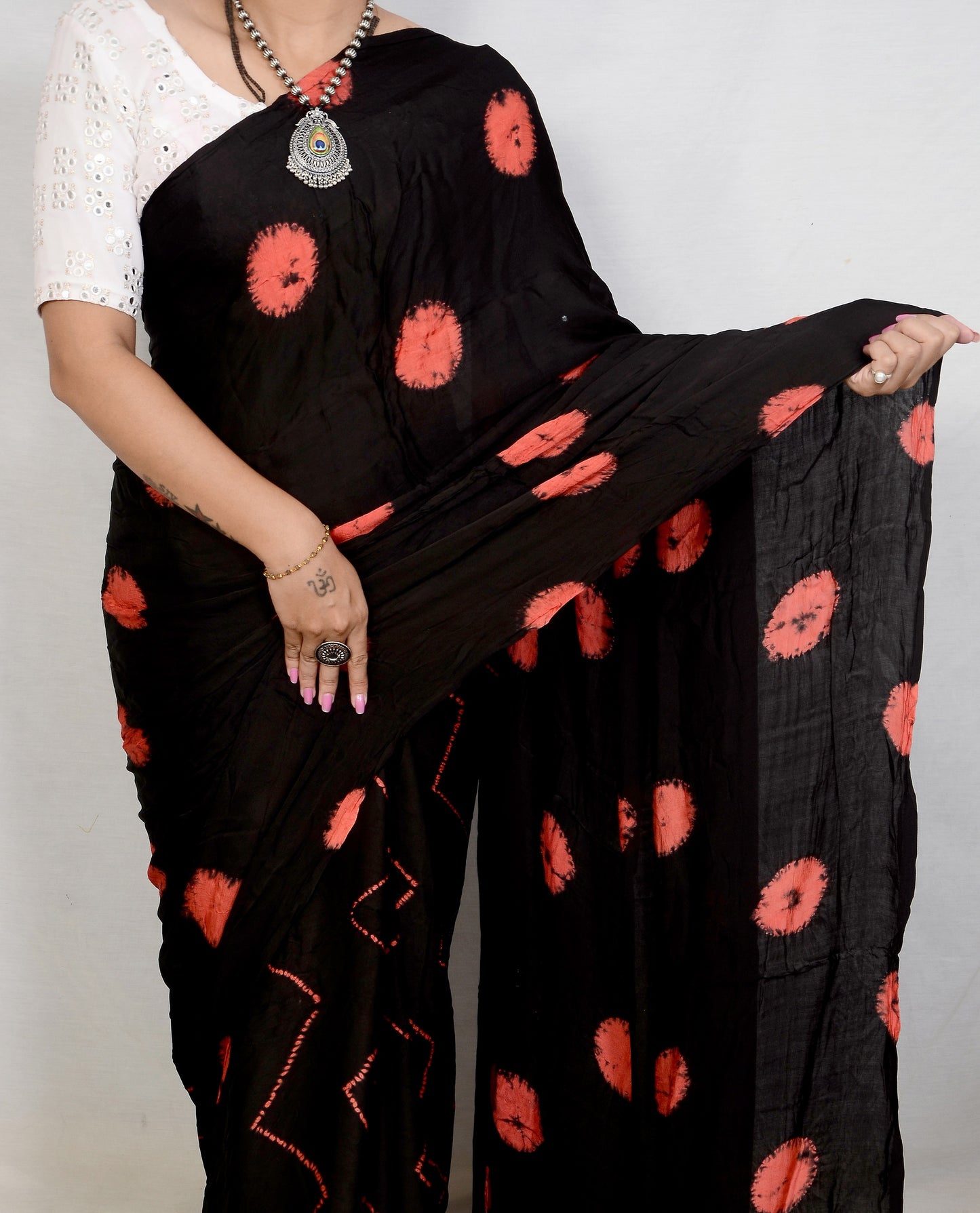 Serene Drape Black bandhani saree