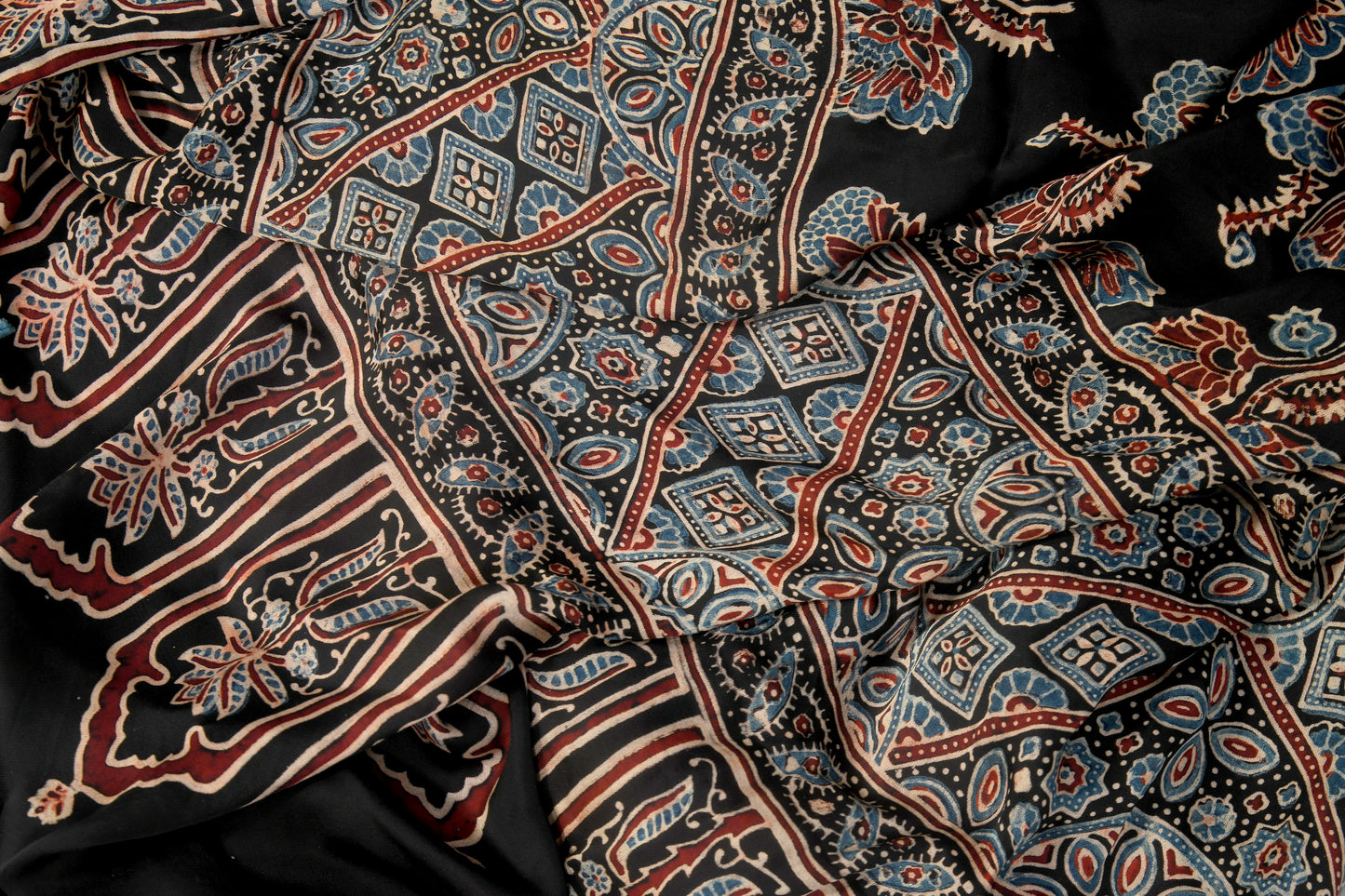 Desert hues Ajarakh black dupatta
